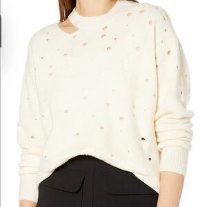 Astr The Label Cream Distressed Sweater 
Size Small